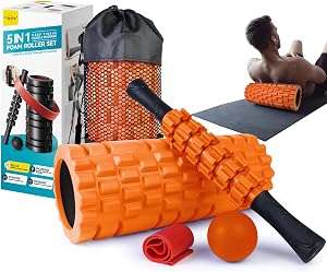 Krightlink 5 in 1 Foam Roller Set for Deep Tissue Muscle Massage, Trigger Point Fitness